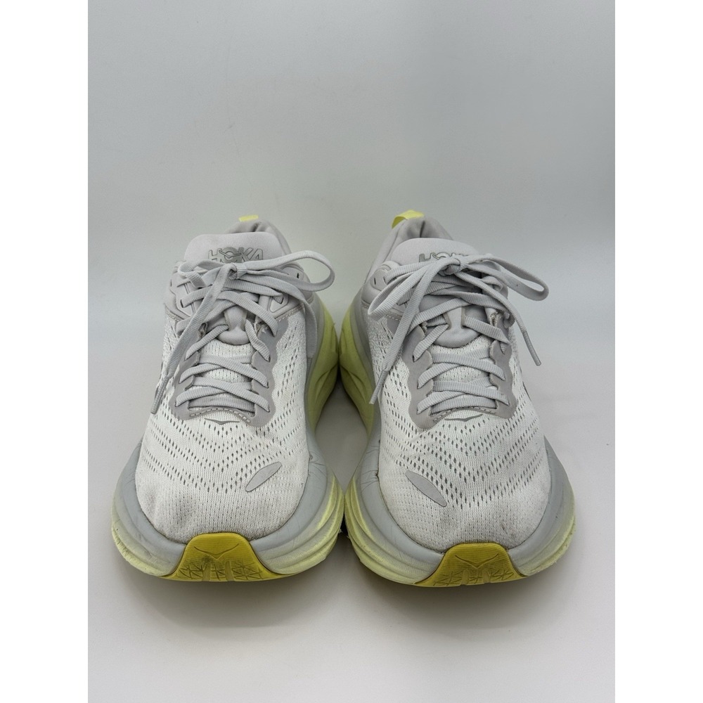 Hoka One One Bondi 8 Women's Shoes White Gray Yellow Running Jogging Size 8B - Picture 2 of 10